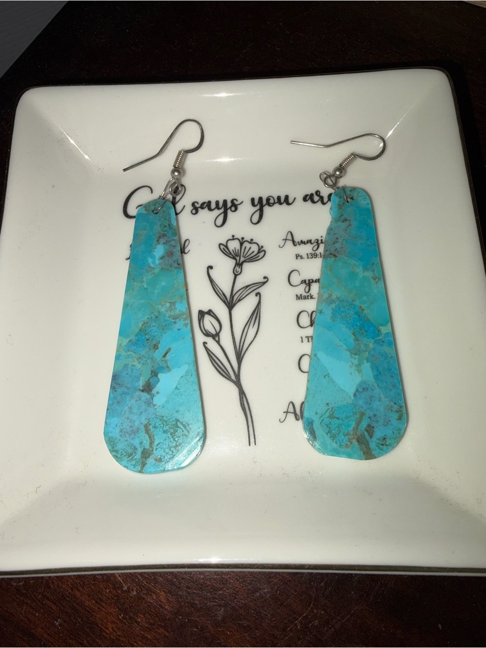 Genuine Turquoise Slab Earrings